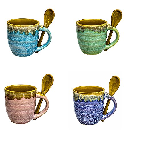 Rockin Gear Mugs Espresso Cups Set of 4, Ceramic Teacups 5 Ounce Small Coffee Mugs Combo - Tea Coffee Cups Hot Drinks best coffee mugs for Anniversary