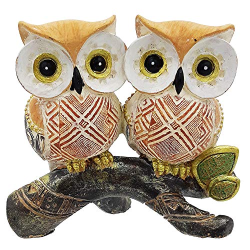 Owl Figurine Family Very Cute Statue Wise Owl - Nice Decoration for Home Office Outdoors Gardens - Best Gift or Collectors Idea (2 in 1)