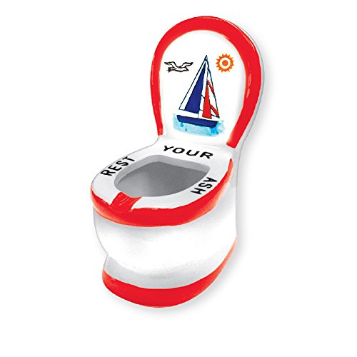 Ashtray Ceramic Toilet Funny Novelty Ashtrays 'Rest Your Ash' Cigarette or Cigar Ashtray - Great Gag Gifts for Men, White Elephant Gift, Secret Santa