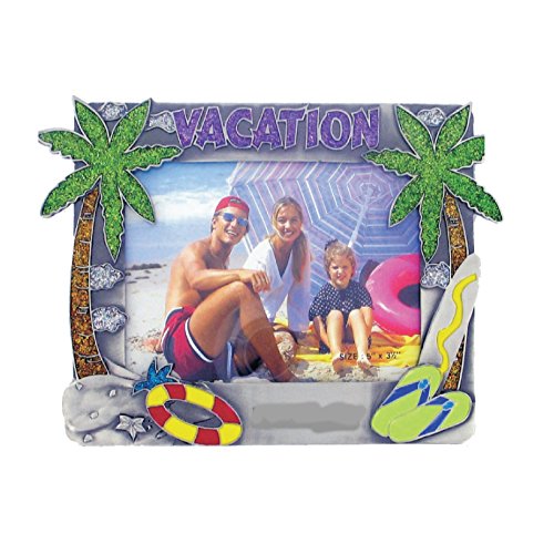 Rockin Gear Picture Frame Palm Tree Photo Frames Souvenir Gifts 4x6 Inch Vacation Heavy Pewter Photo Frame with Surfboard, Design for Wall or Table Top, Great Gift Idea