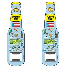 Bottle Opener Magnet PUERTO RICO Souvenir Gift Set of 2 Fridge Magnet Bottle Opener - Best Souvenirs or Gift Idea (Puerto Rico)