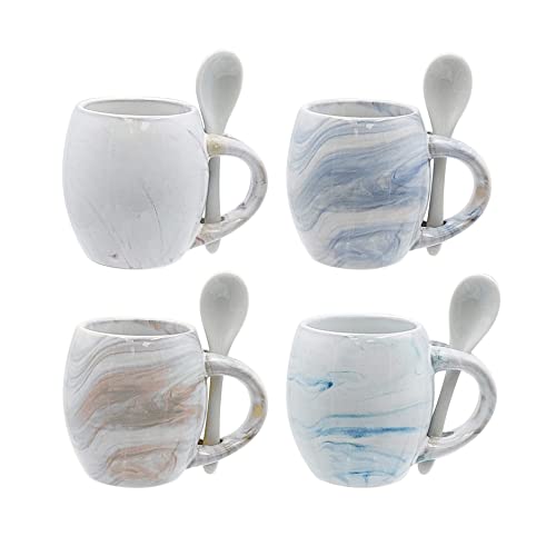 Rockin Gear Mugs - Espresso Coffee Cup Set of 4, Ceramic 5 oz Small Marble Glazed Coffee Mugs for Mom, Kitchen Decor Cups, Secret Santa SPNX164